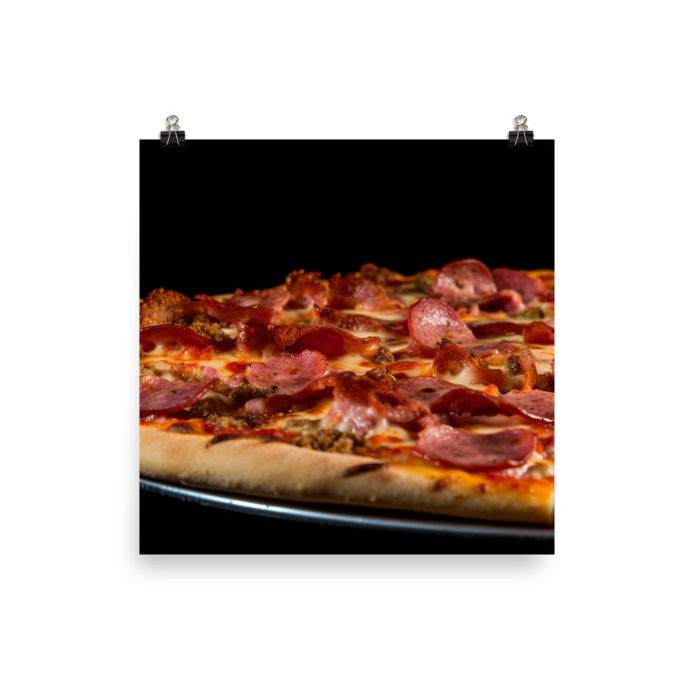 A Loaded Meat Pizza photo paper poster - Posterfy.AI