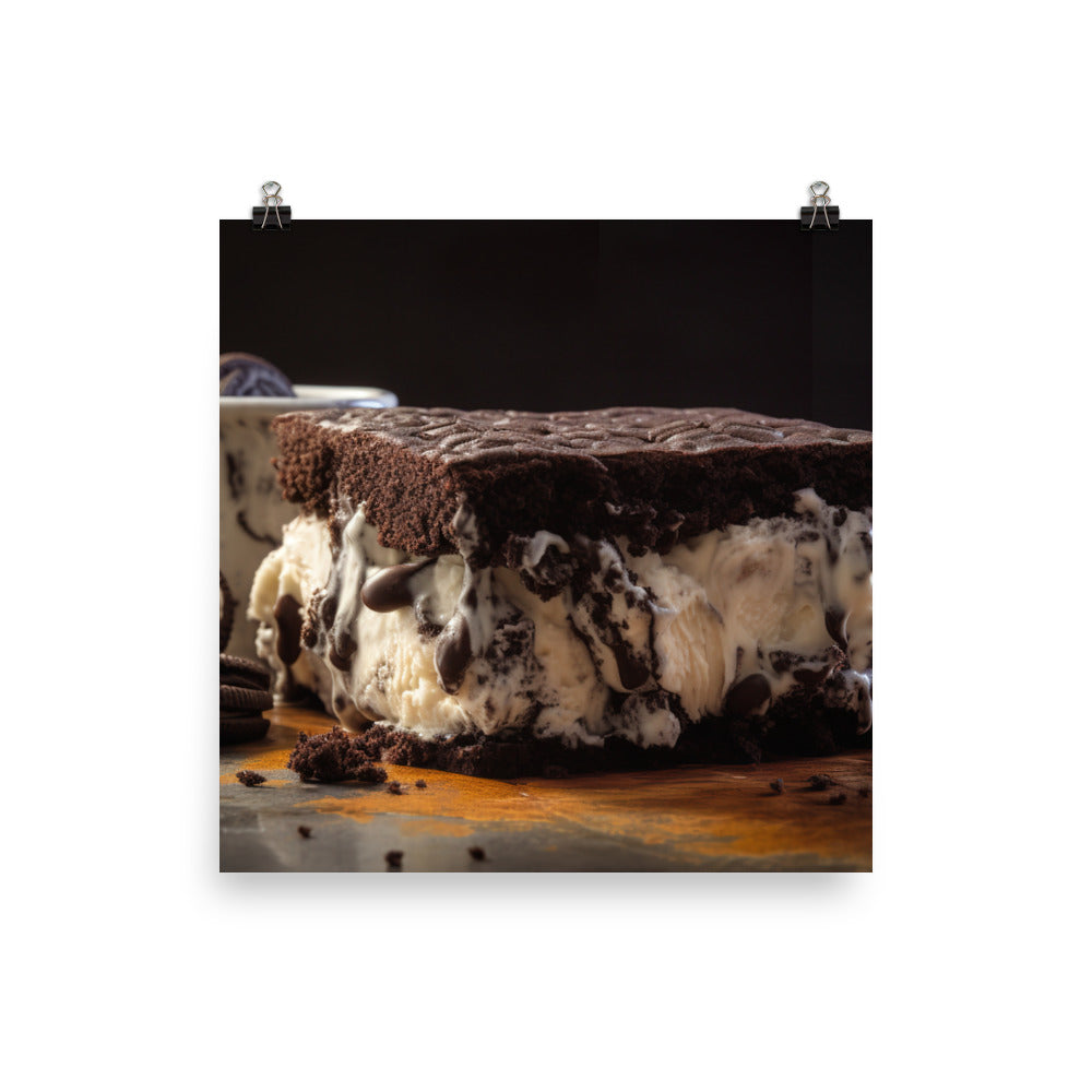 Oreo Brownie Ice Cream Sandwich photo paper poster - Posterfy.AI