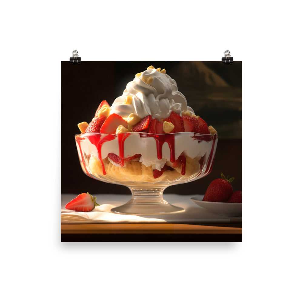 Strawberry Shortcake Sundae photo paper poster - Posterfy.AI