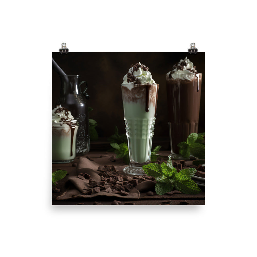 Mint Chocolate Chip Milkshake photo paper poster - Posterfy.AI