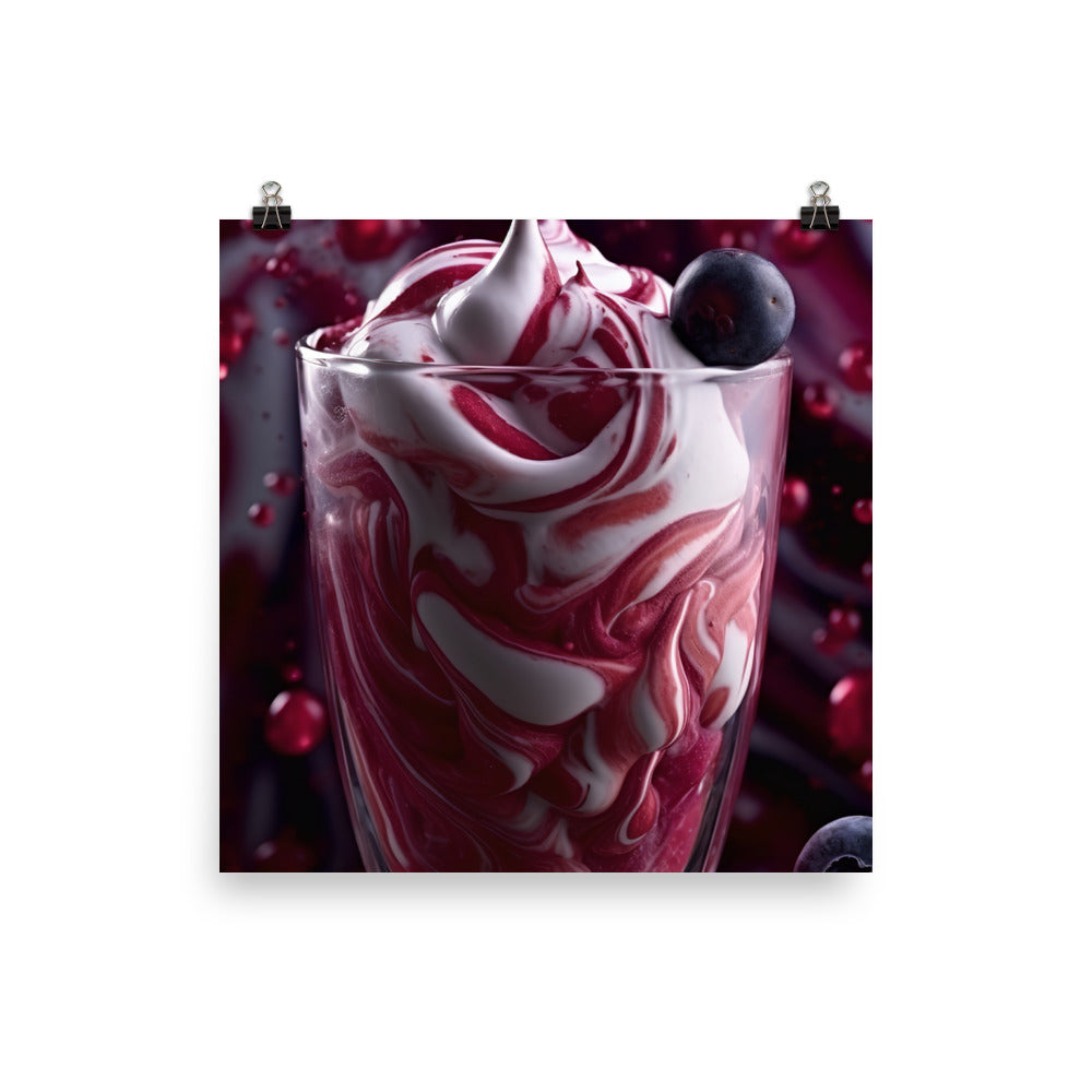 Berry Blast Milkshake with a swirled pattern photo paper poster - Posterfy.AI