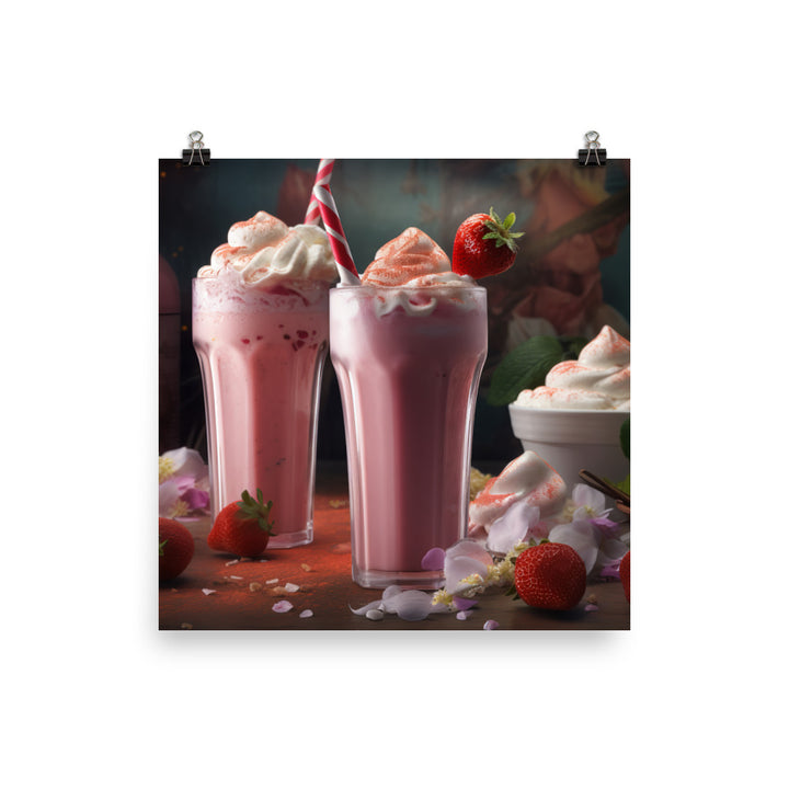 Strawberry shortcake milkshake photo paper poster - Posterfy.AI