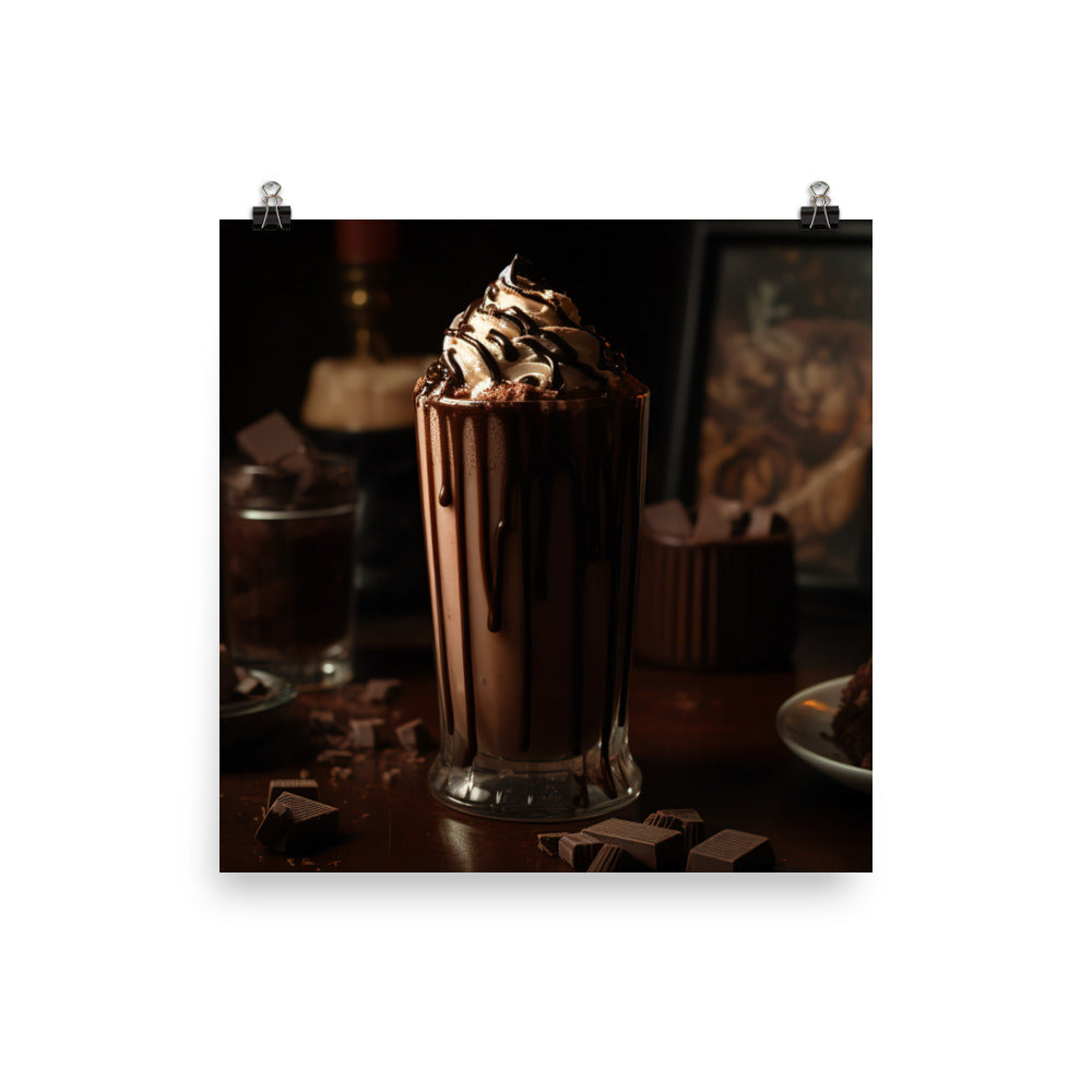 Chocolate fudge brownie milkshake photo paper poster - Posterfy.AI