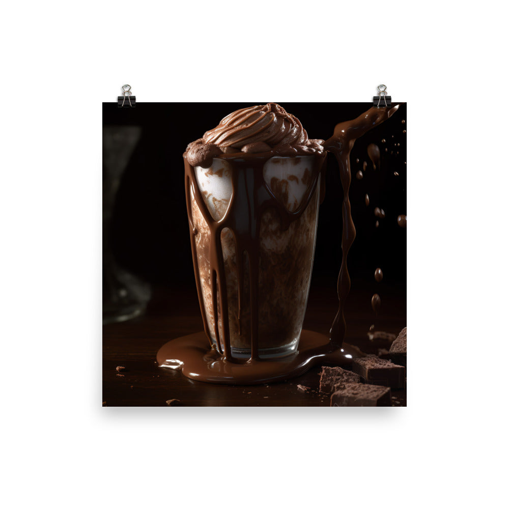 Chocolate fudge brownie milkshake photo paper poster - Posterfy.AI