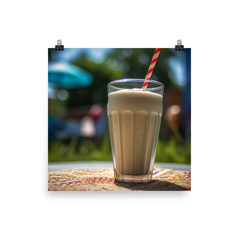 Classic vanilla milkshake in summer photo paper poster - Posterfy.AI