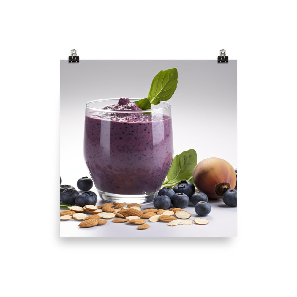 Blueberry spinach smoothie photo paper poster - Posterfy.AI