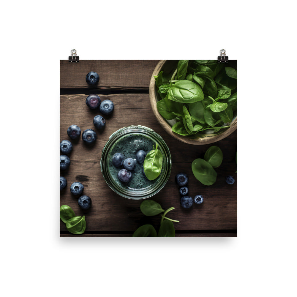 Blueberry spinach smoothie photo paper poster - Posterfy.AI