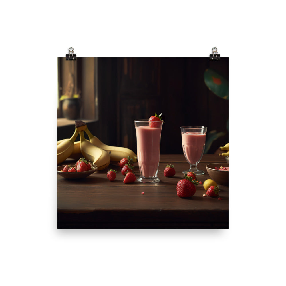 Strawberry banana smoothie  photo paper poster - Posterfy.AI