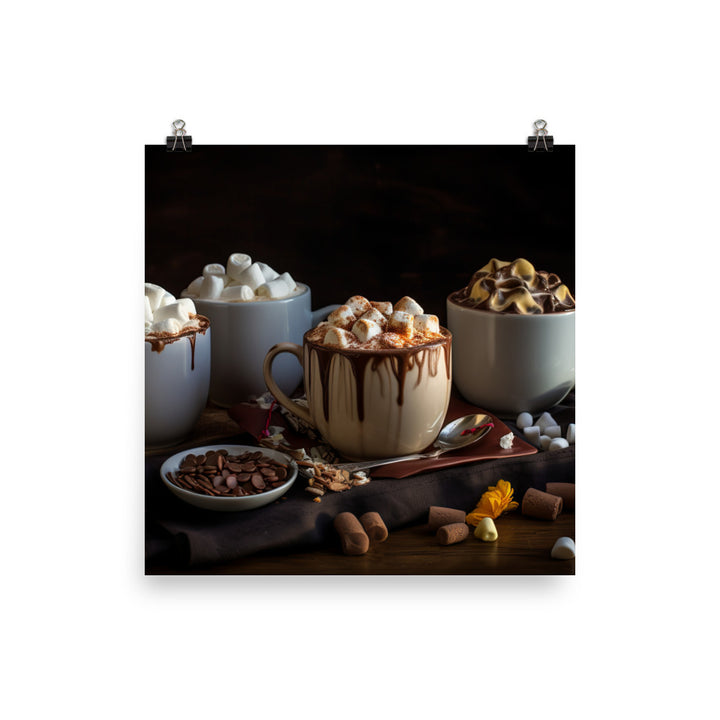 Hot chocolate and marshmallows photo paper poster - Posterfy.AI