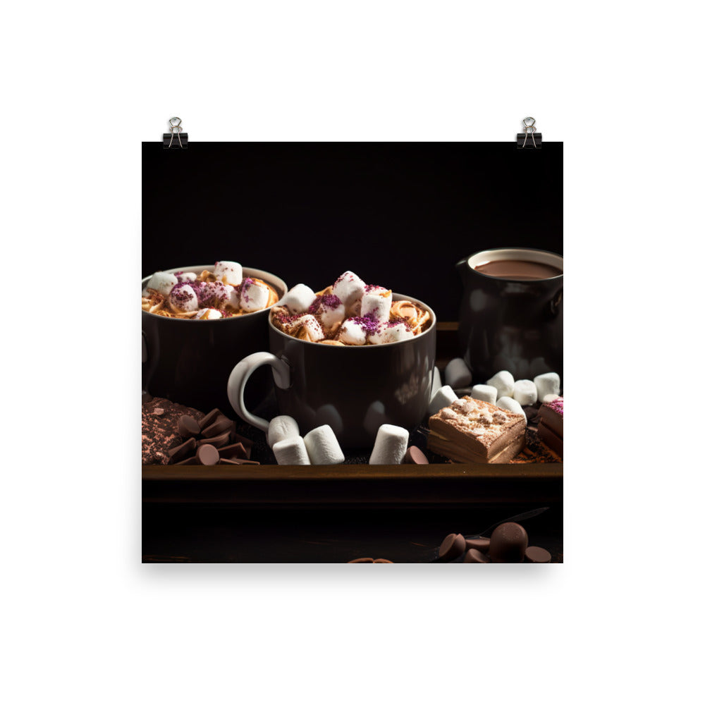 Hot chocolate and marshmallows photo paper poster - Posterfy.AI