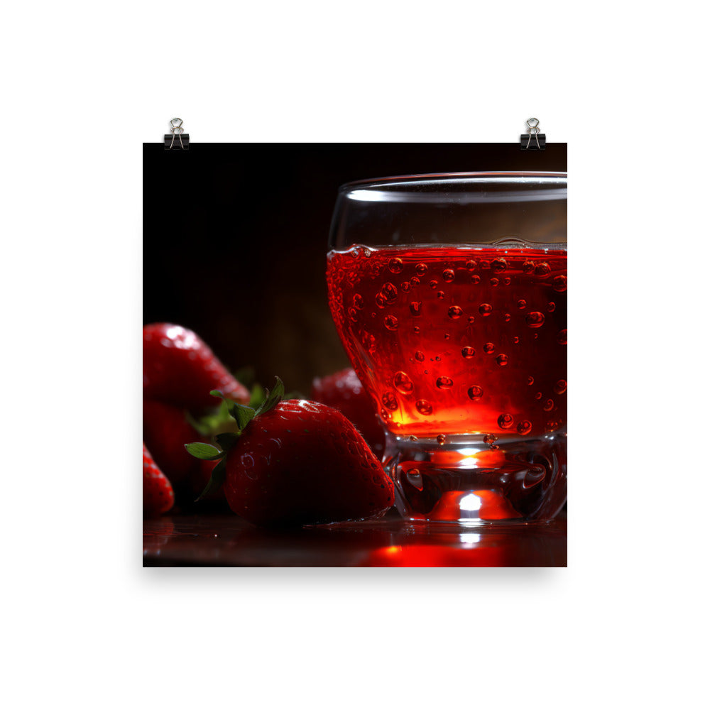 Vibrant red strawberry juice photo paper poster - Posterfy.AI