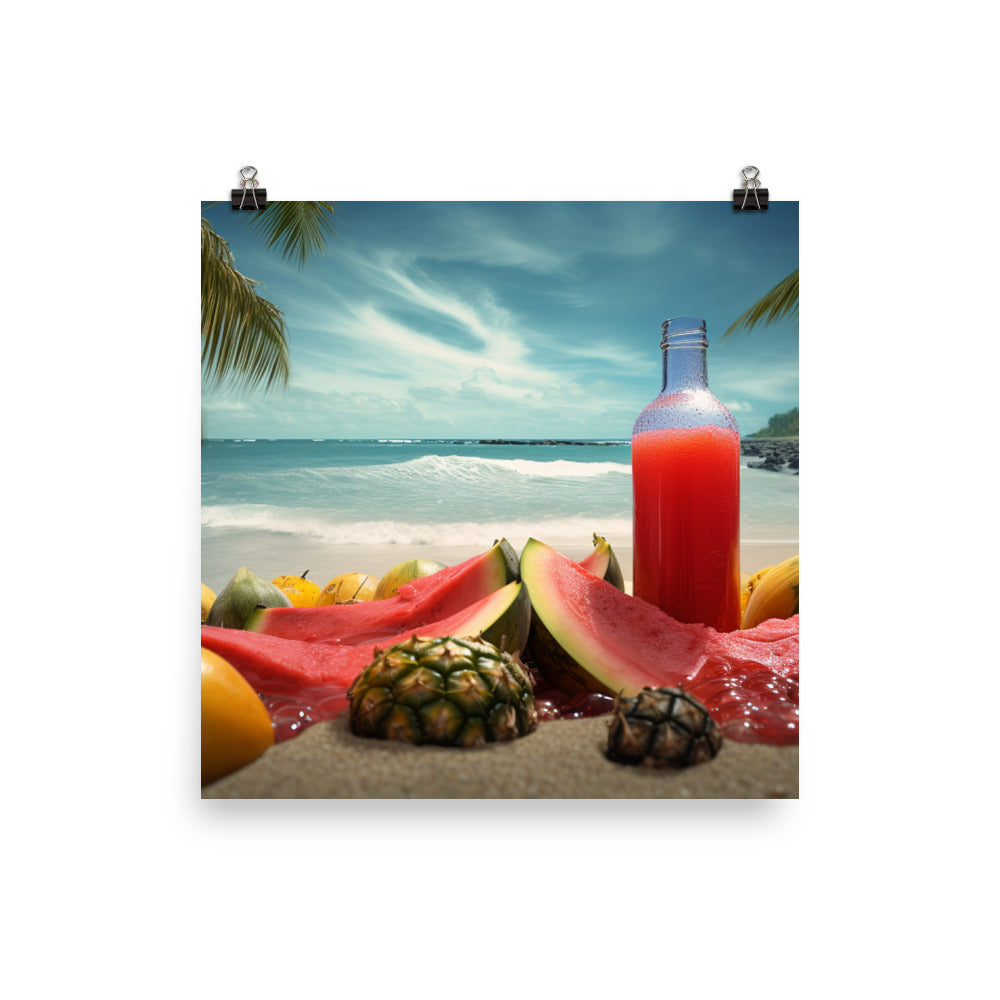 A bottle of watermelon juice photo paper poster - Posterfy.AI