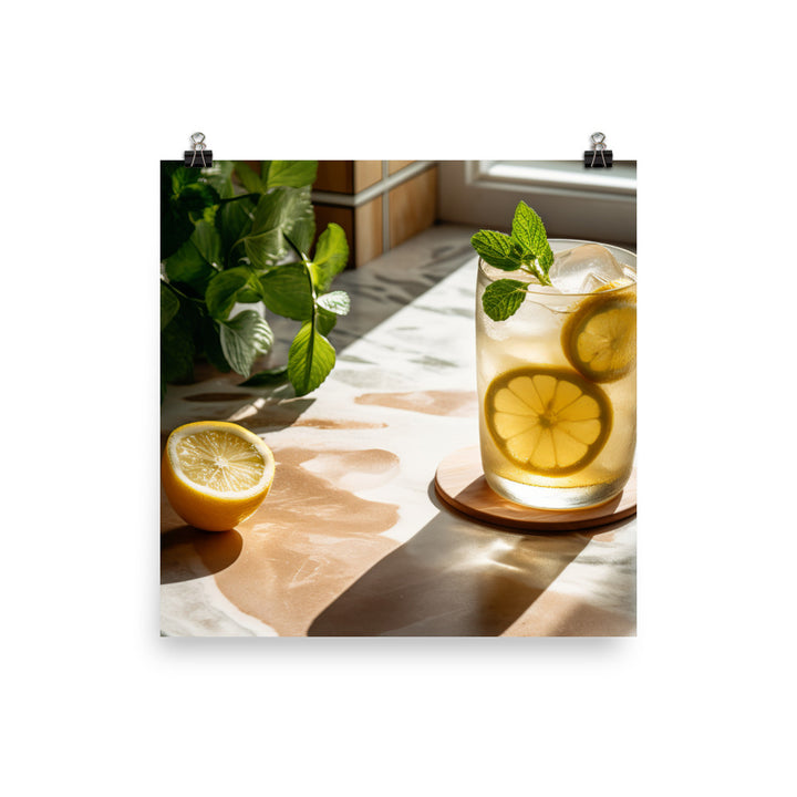 Iced white tea and lemon photo paper poster - Posterfy.AI