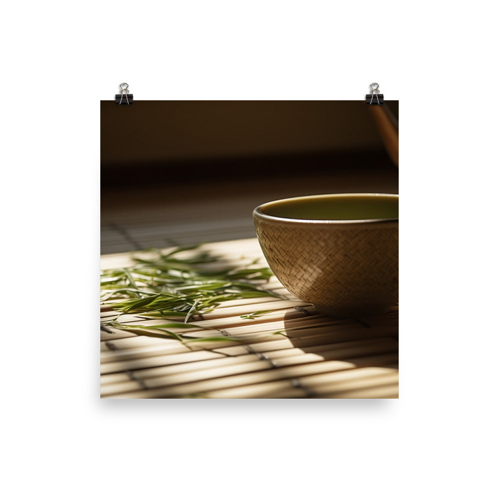 Zen moment with green tea photo paper poster - Posterfy.AI