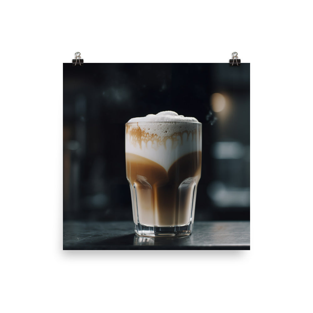 Macchiato with Heart Shaped Foam photo paper poster - Posterfy.AI