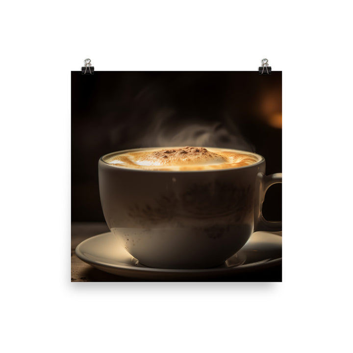 Creamy Macchiato in a Ceramic Cup photo paper poster - Posterfy.AI