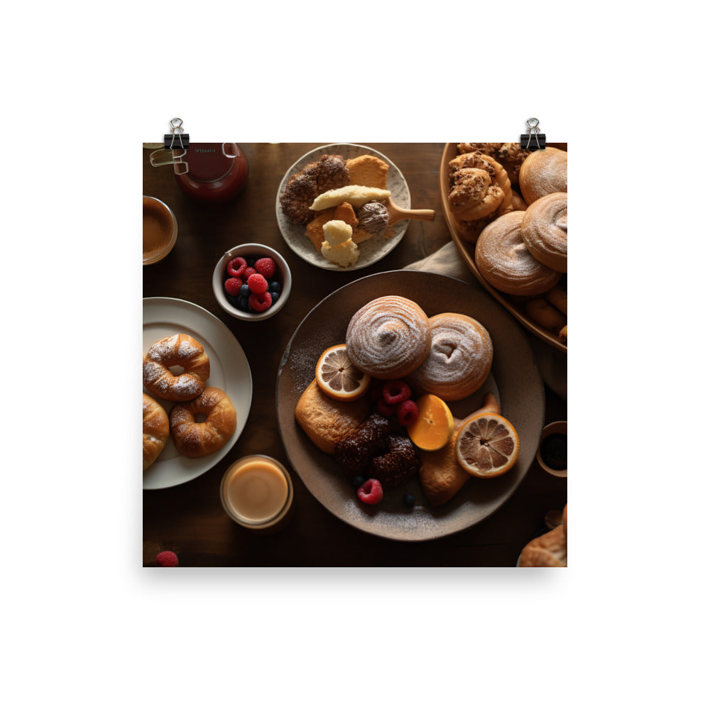 Freshly Baked Donuts and Pastries photo paper poster - Posterfy.AI