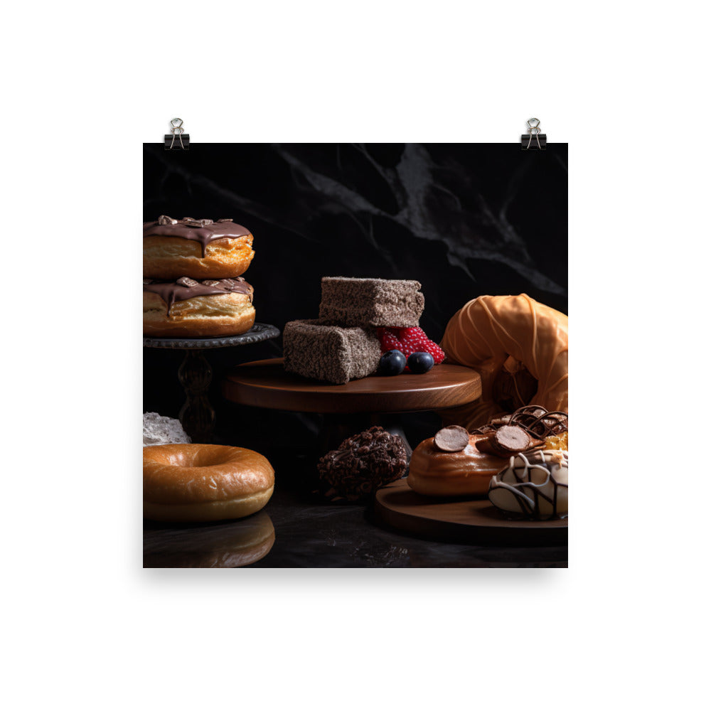 Exquisite Pastries and Donuts photo paper poster - Posterfy.AI