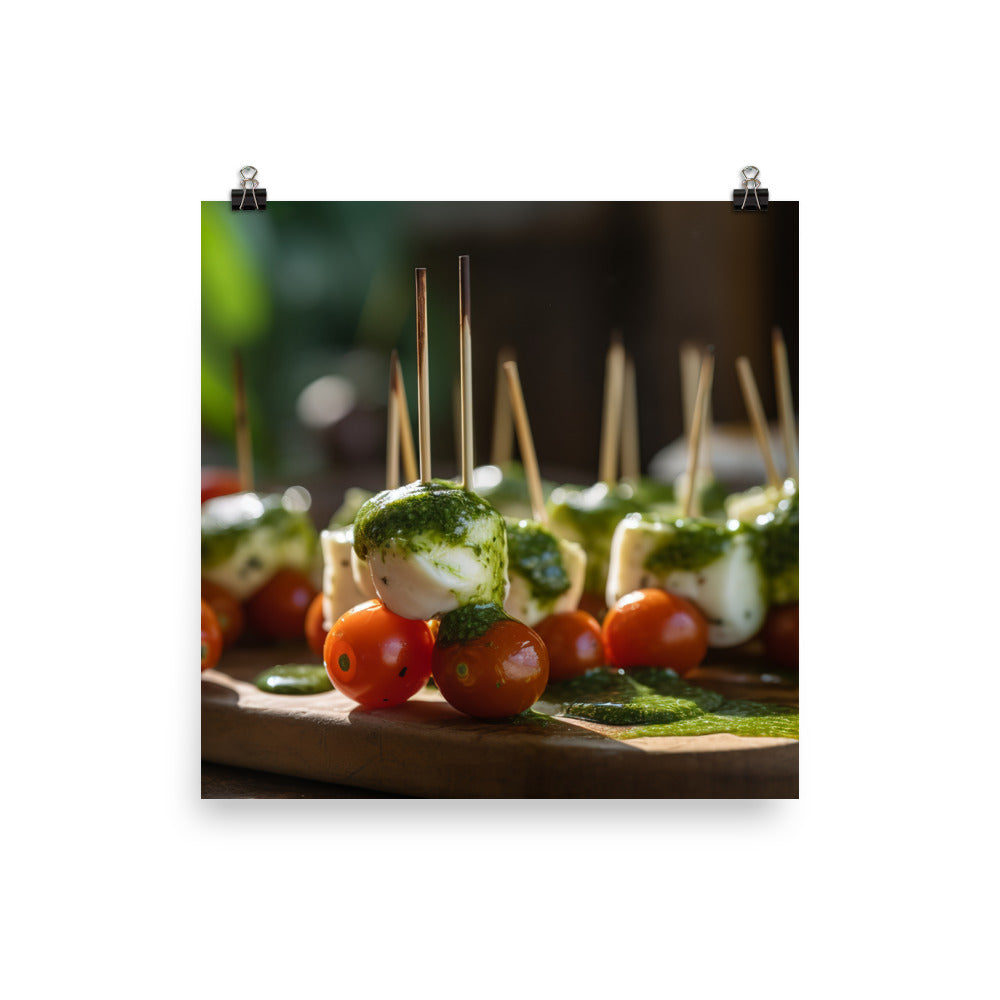 Mozzarella and Tomato Skewers photo paper poster - Posterfy.AI