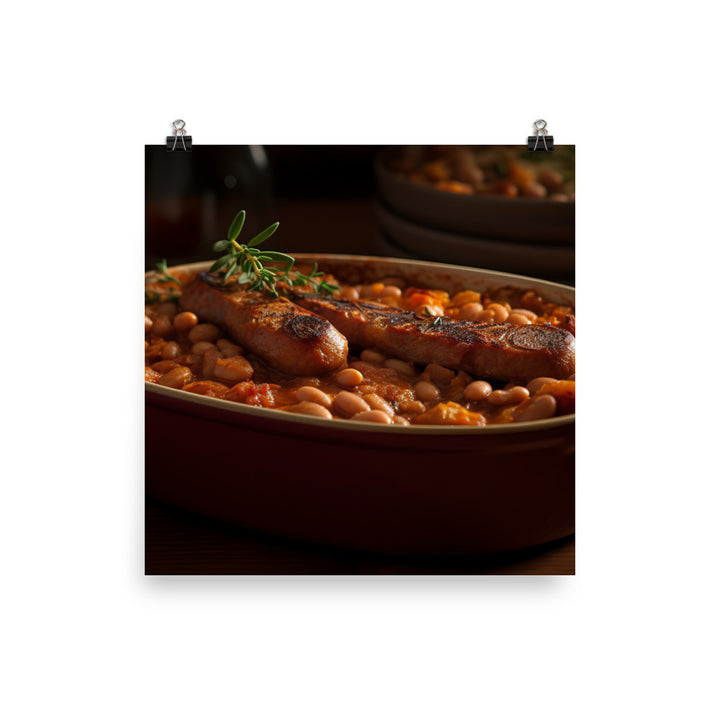 Baked Sausage and Beans Casserole photo paper poster - Posterfy.AI