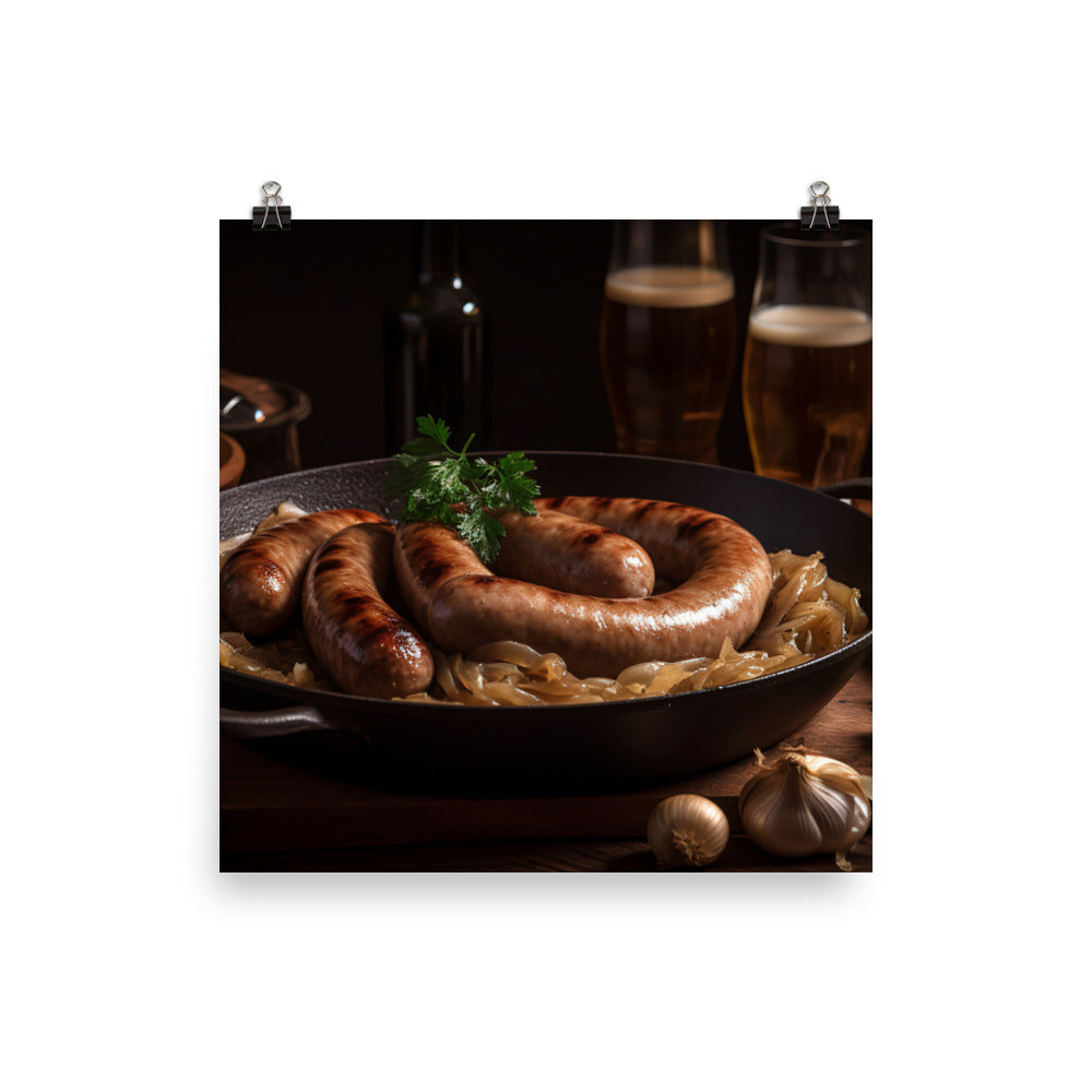 Beer Boiled Sausage and Onions photo paper poster - Posterfy.AI