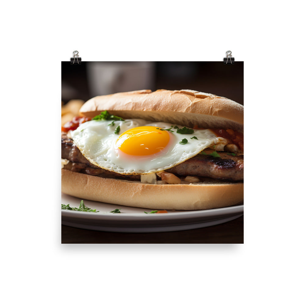 Full English Sausage Sandwich photo paper poster - Posterfy.AI