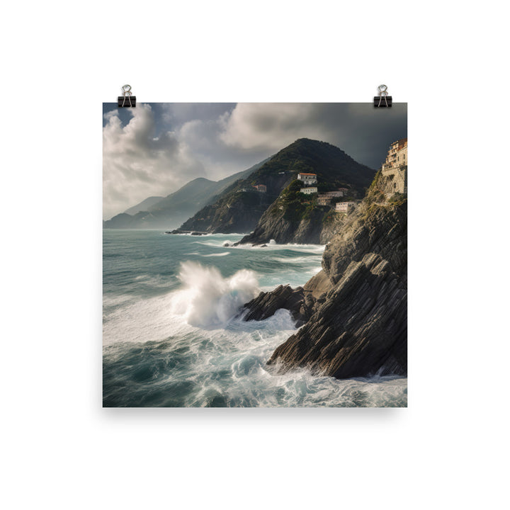 Dramatic Seascapes of the Cinque Terre photo paper poster - Posterfy.AI