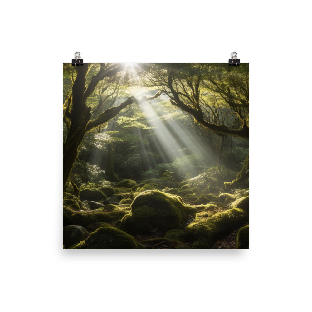 Light in Yakushimas Forests photo  paper poster - Posterfy.AI