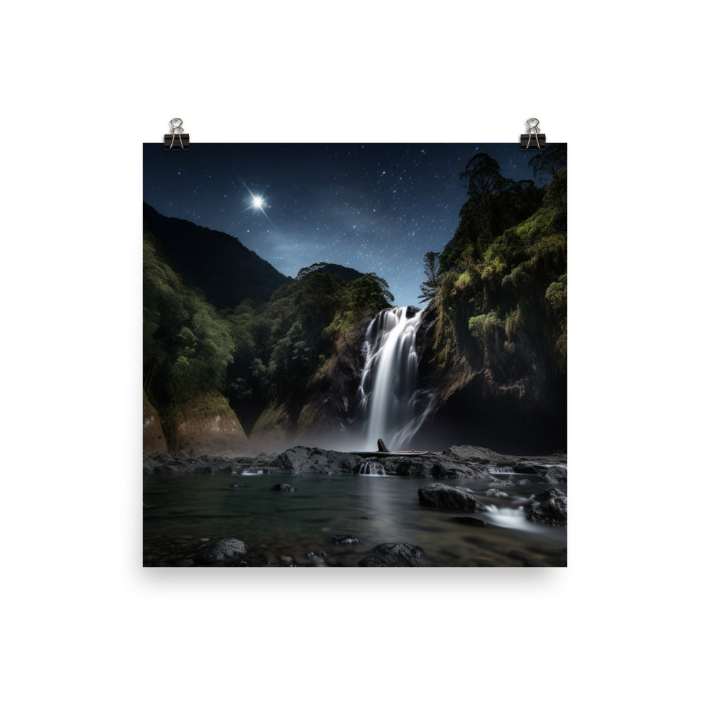 Nachi Falls under the Starry Sky photo  paper poster - Posterfy.AI