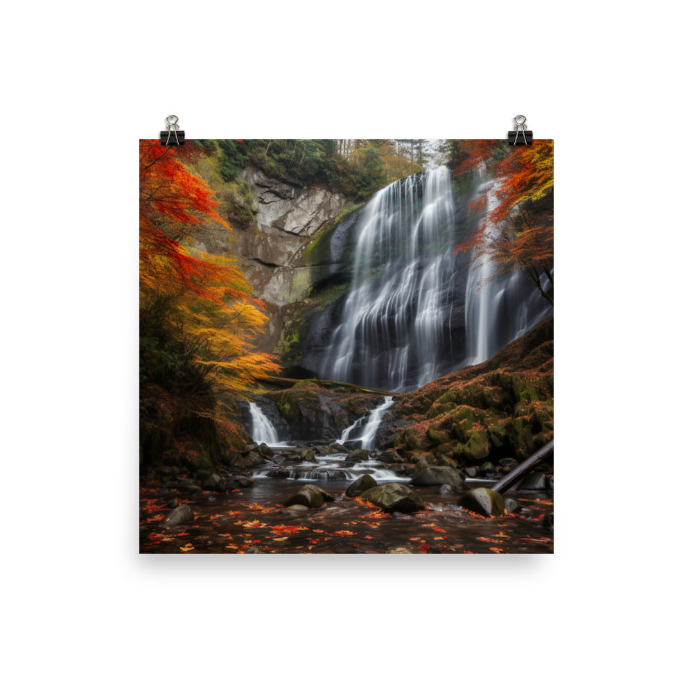 Nachi Falls Amidst Autumn Splendor photo  paper poster - Posterfy.AI