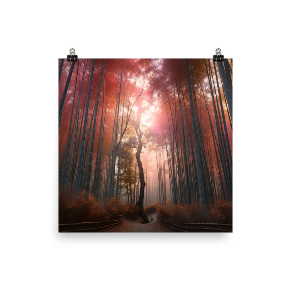 Seasonal Splendor in Arashiyama Bamboo Grove photo  paper poster - Posterfy.AI