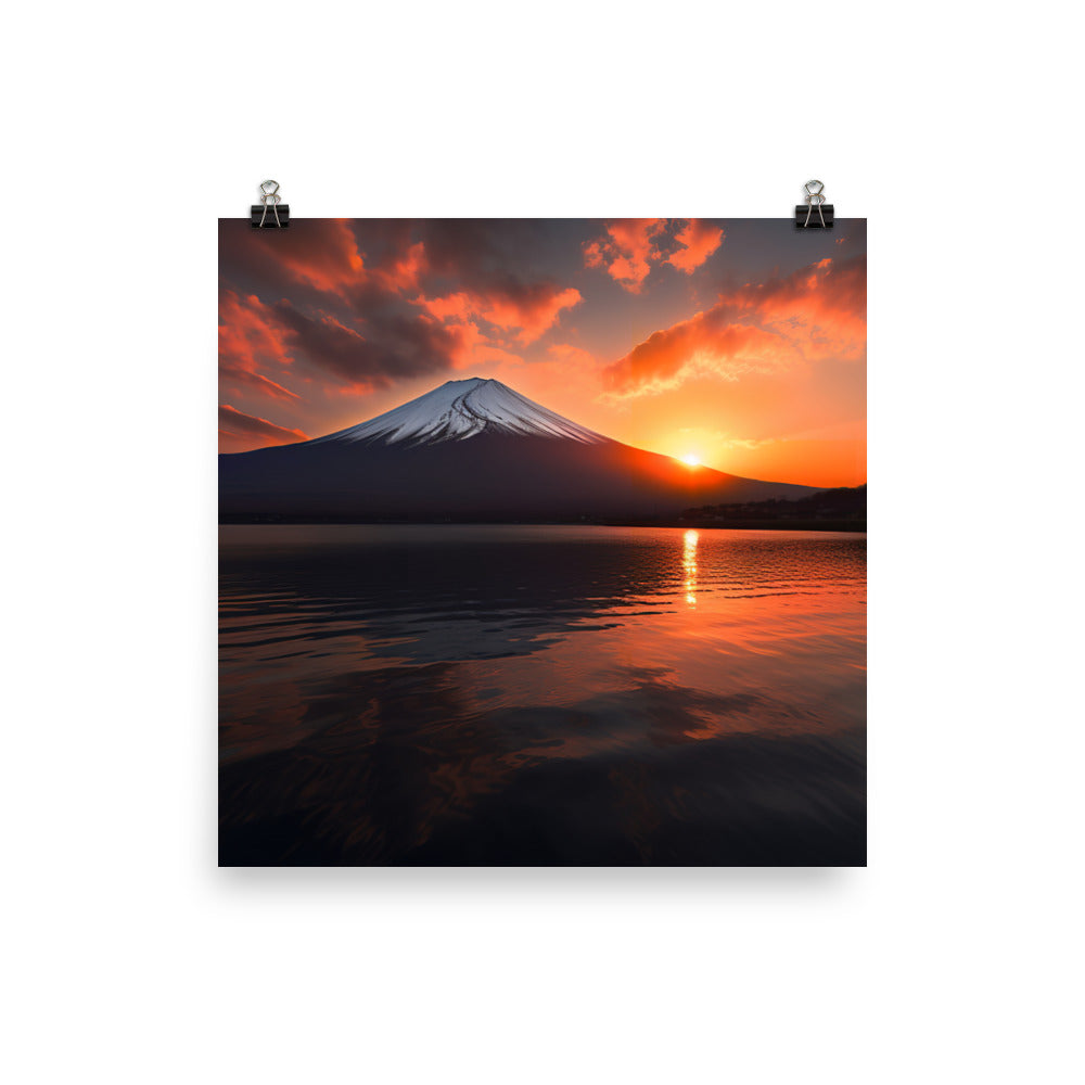 Sunset Splendor at Mount Fuji photo  paper poster - Posterfy.AI