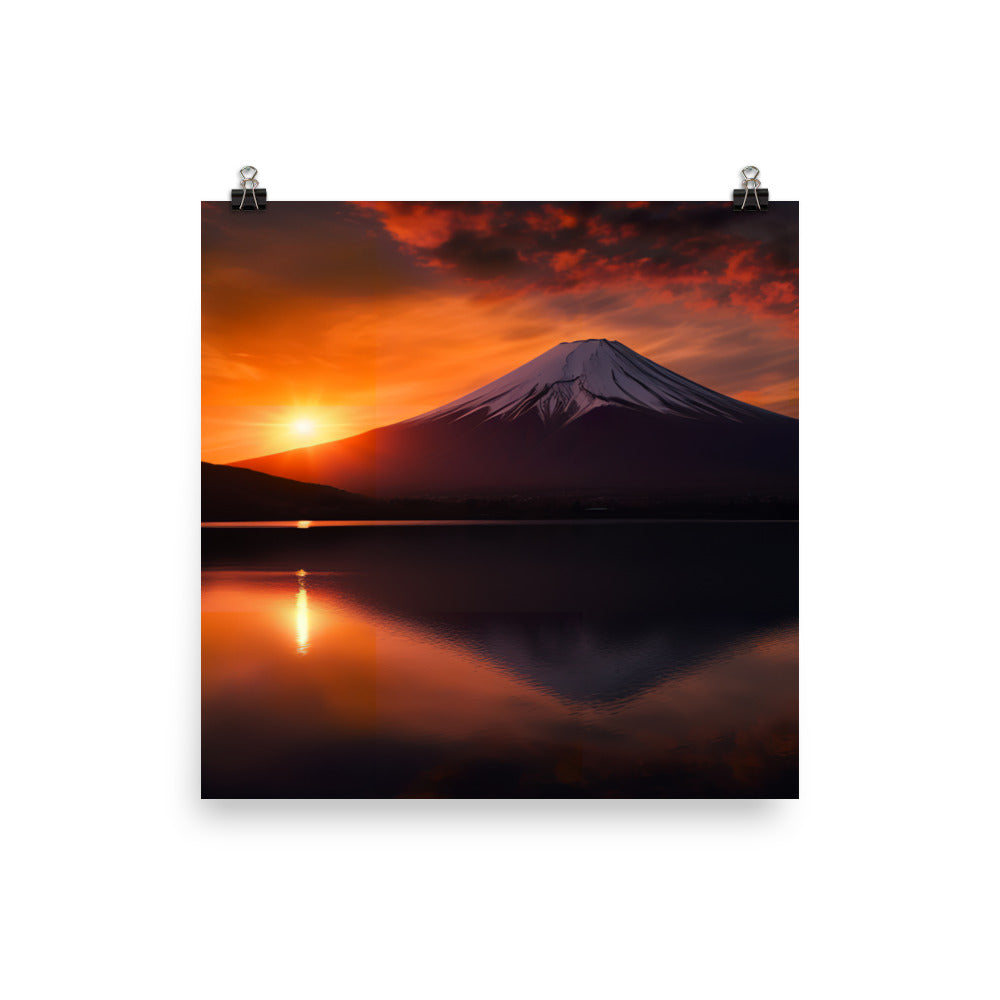Sunset Splendor at Mount Fuji photo  paper poster - Posterfy.AI