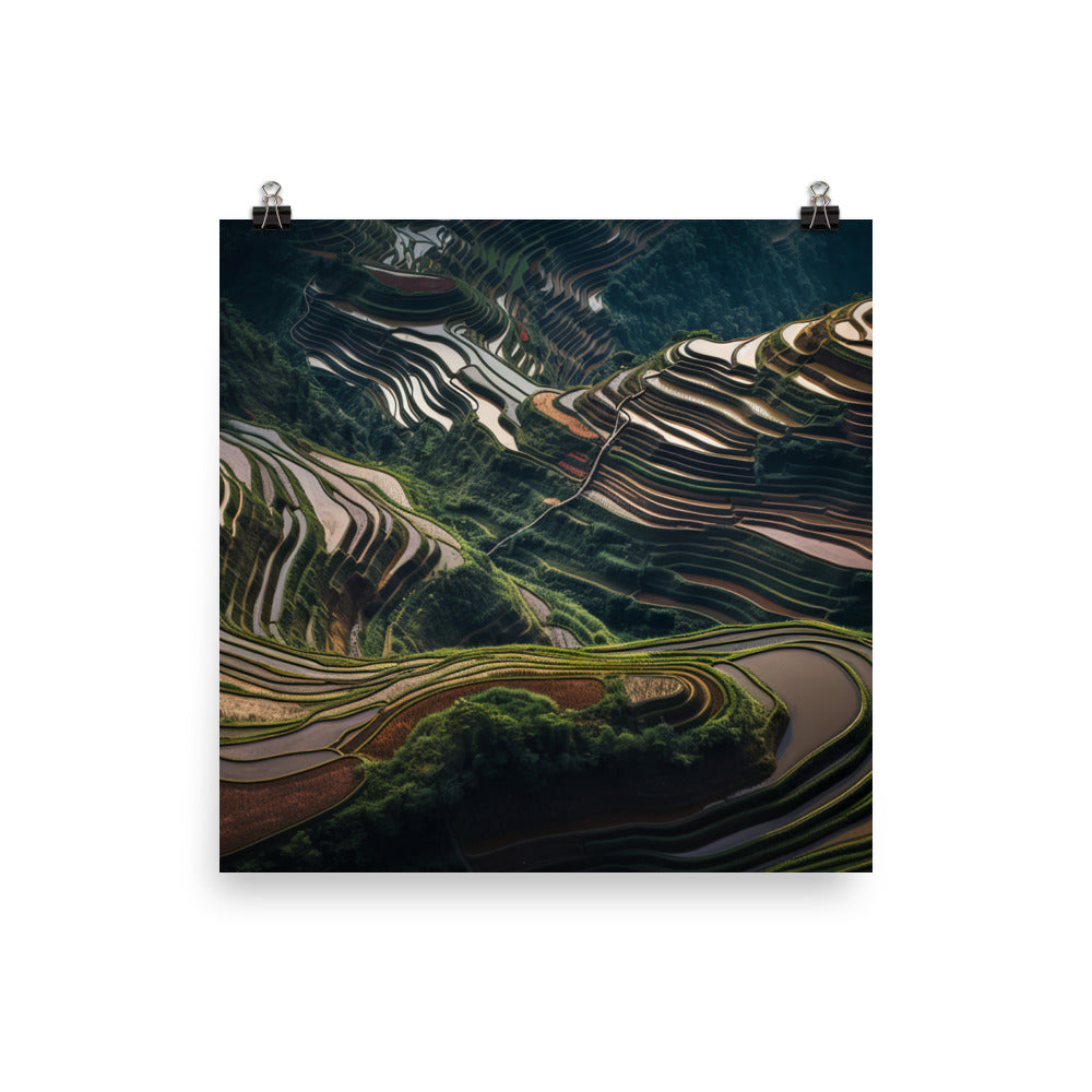 Guilin Rice Terraces from Above photo  paper poster - Posterfy.AI