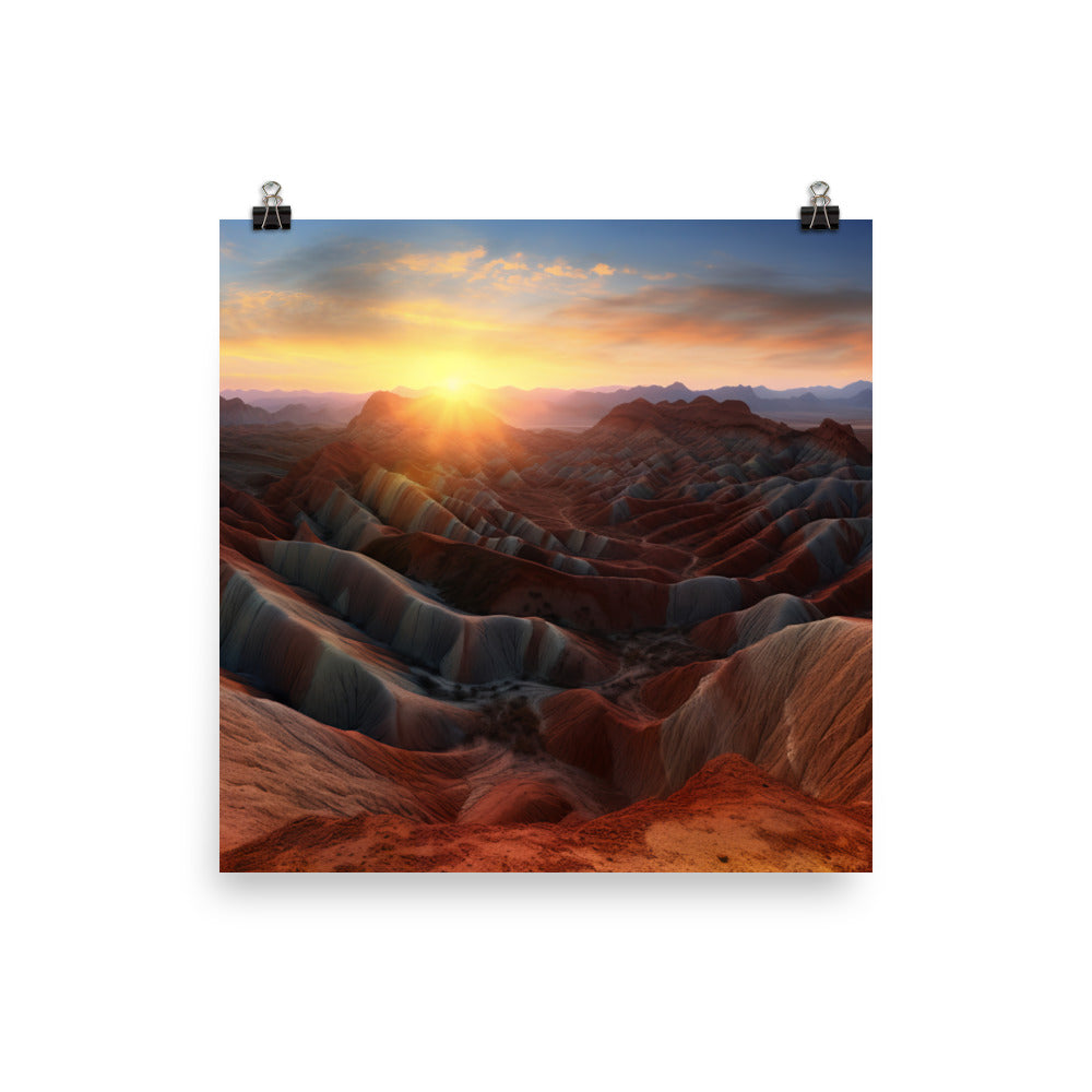 Zhangye Danxia Landform at Sunset photo paper poster - Posterfy.AI