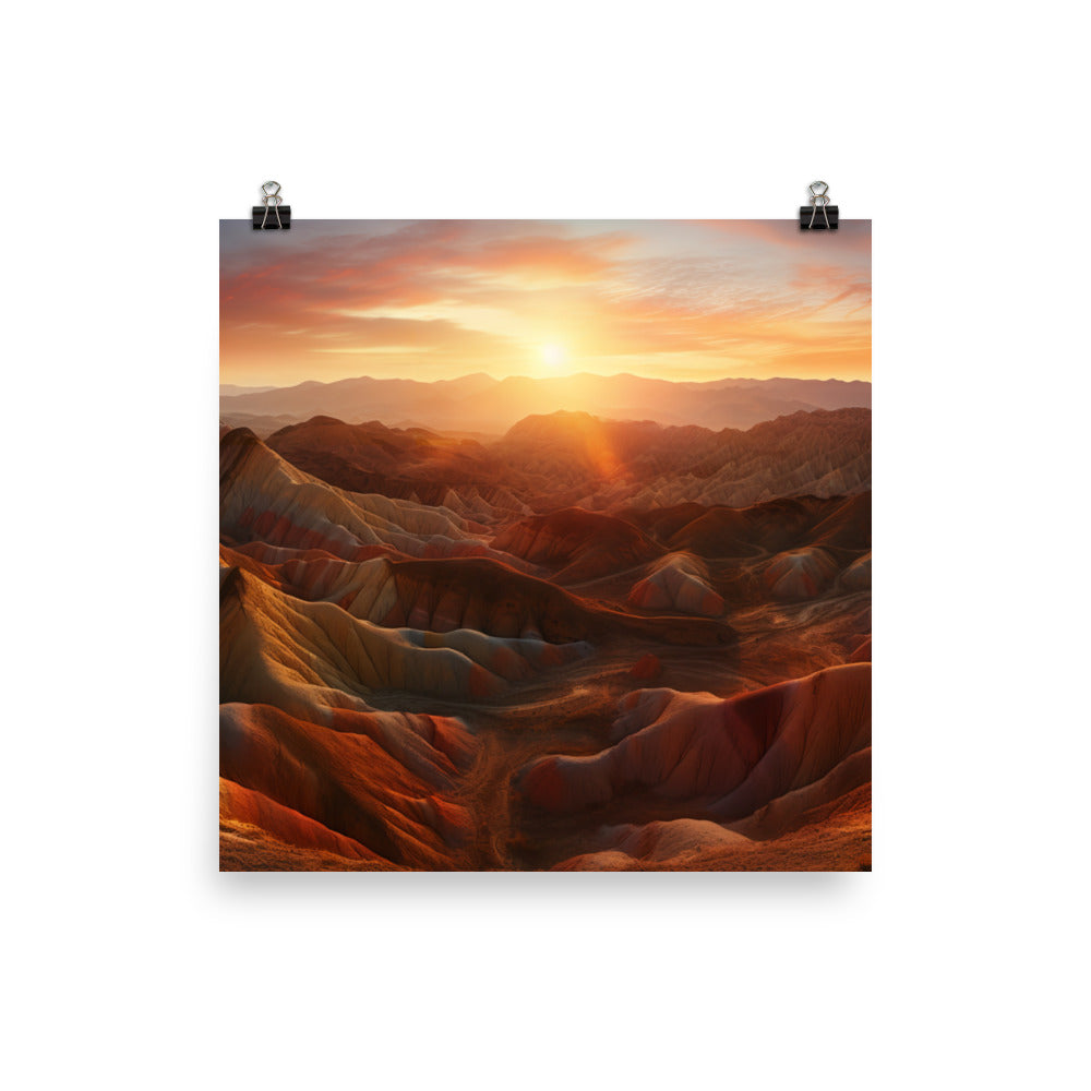 Zhangye Danxia Landform at Sunset photo paper poster - Posterfy.AI