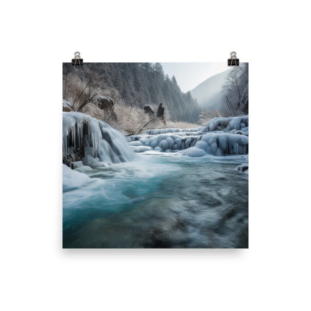 Jiuzhaigou Valleys Waterfalls Flow photo paper poster - Posterfy.AI