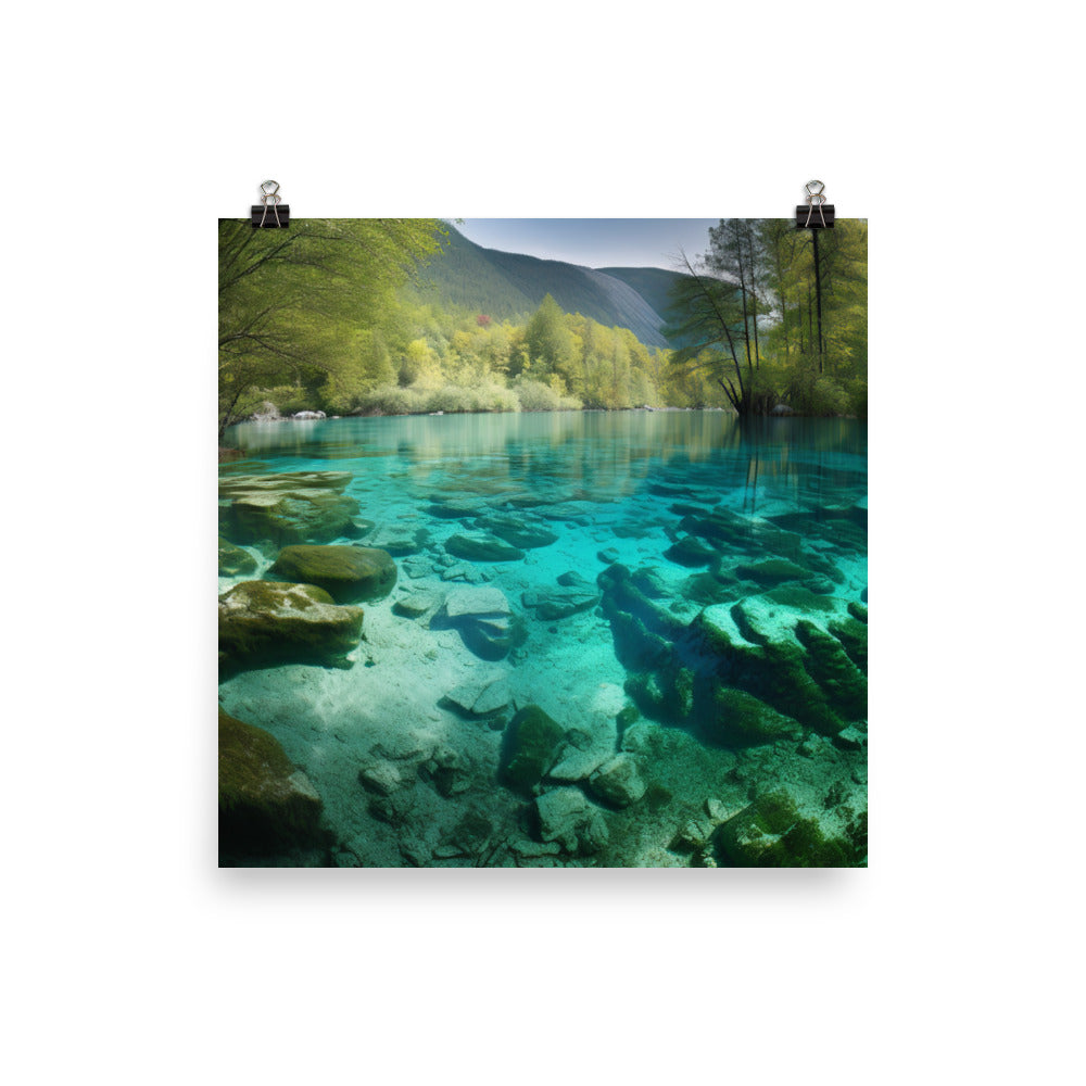 Jiuzhaigou Valleys Crystal clear Lakes photo paper poster - Posterfy.AI