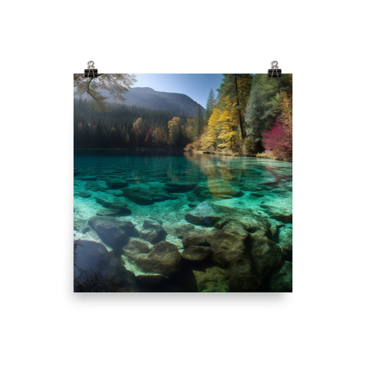 Jiuzhaigou Valleys Crystal clear Lakes photo paper poster - Posterfy.AI