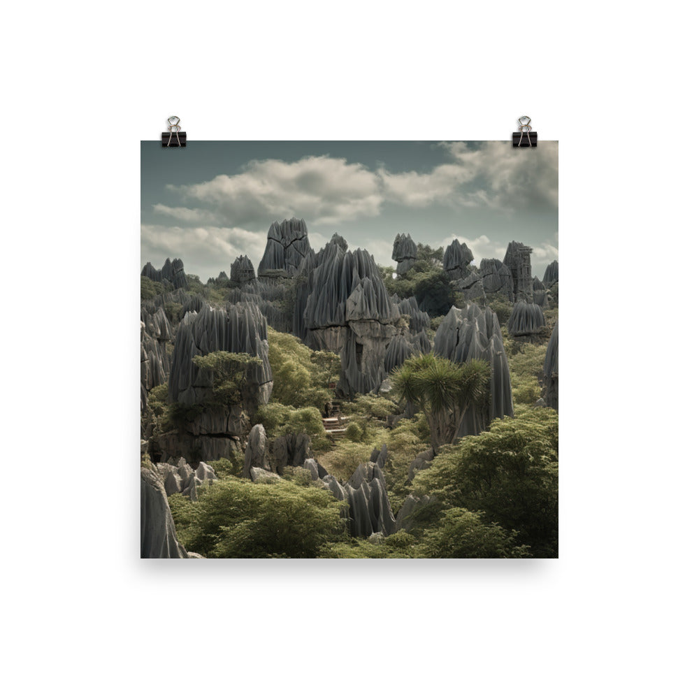 Majesty of Shilin Stone Forest photo paper poster - Posterfy.AI