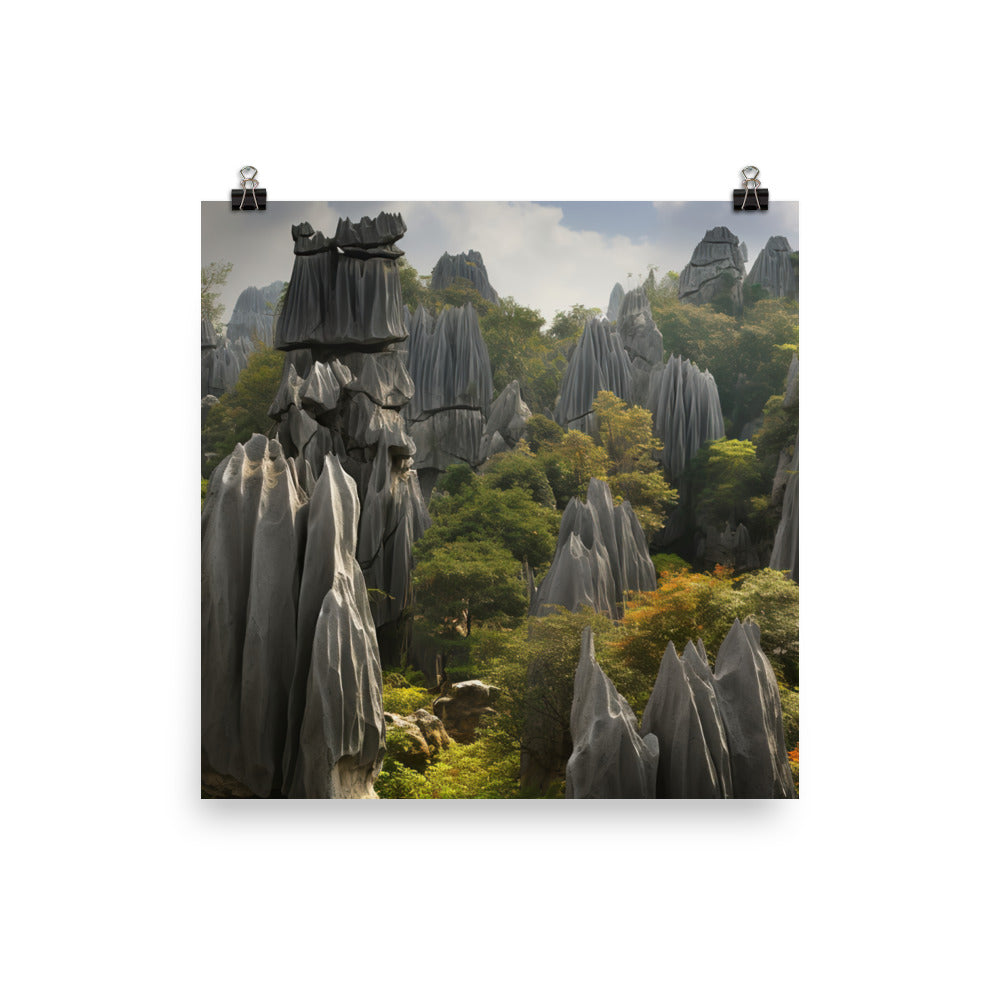 Majesty of Shilin Stone Forest photo paper poster - Posterfy.AI