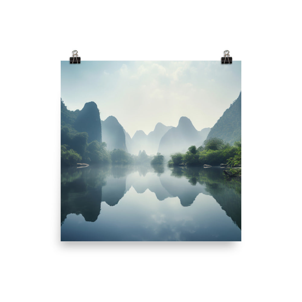 Li Rivers Karst Limestone Mountains photo paper poster - Posterfy.AI