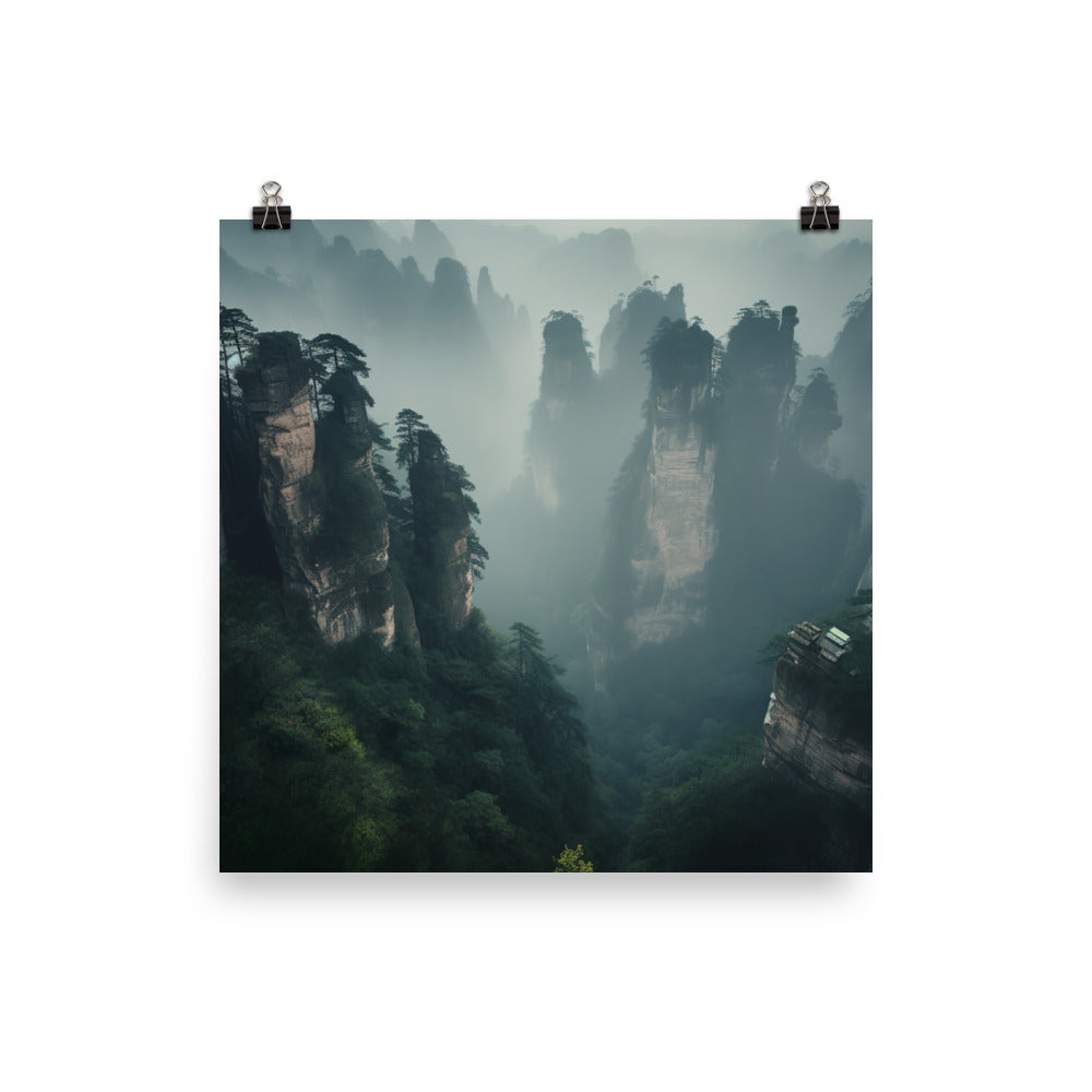 Zhangjiajies Foggy Mornings photo paper poster - Posterfy.AI