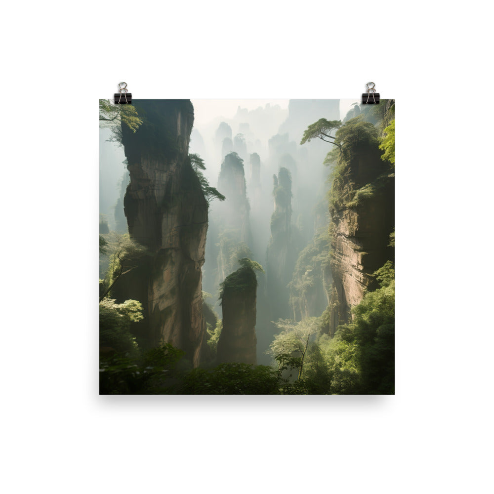 Misty Pillars of Zhangjiajie photo paper poster - Posterfy.AI