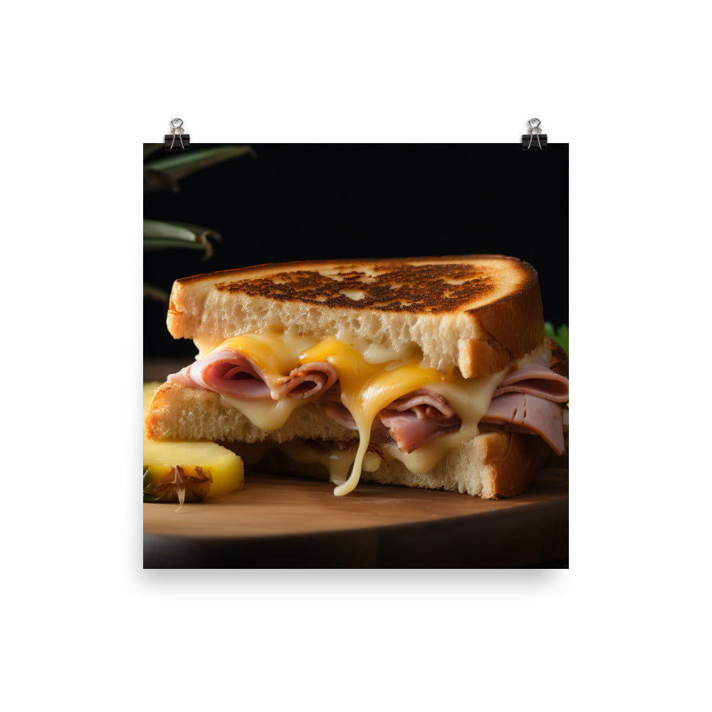 Hawaiian Grilled Cheese with Pineapple and Ham photo paper poster - Posterfy.AI