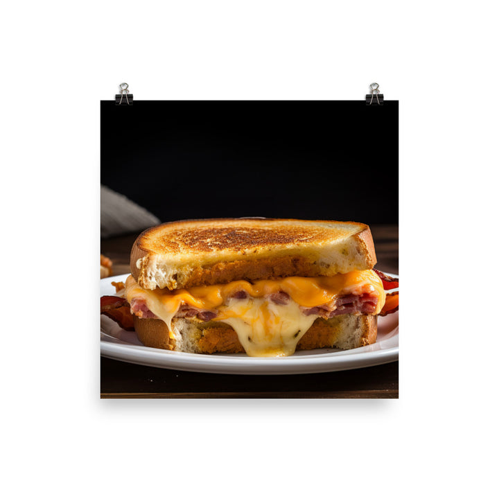 Gourmet Grilled Cheese with Bacon and Tomato photo paper poster - Posterfy.AI