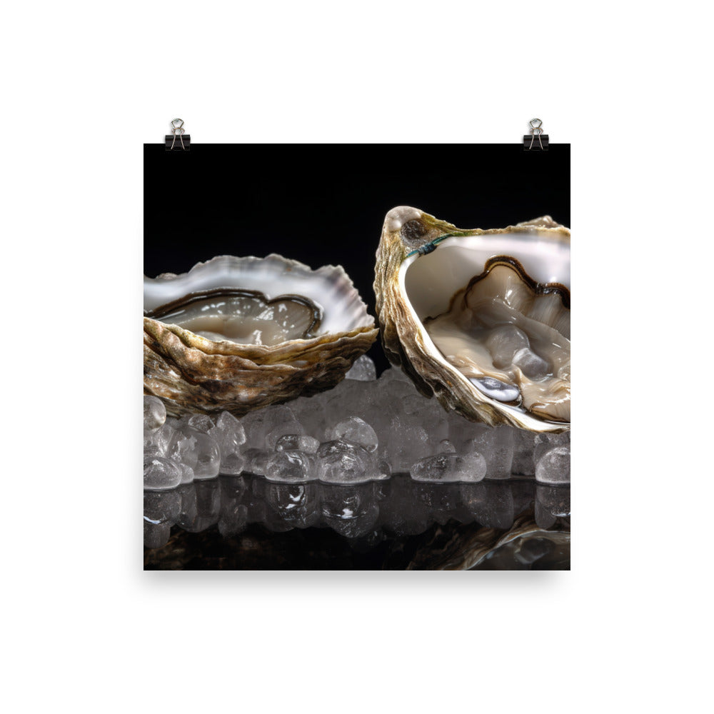 Glistening Sydney Rock Oyster on Ice photo paper poster - Posterfy.AI