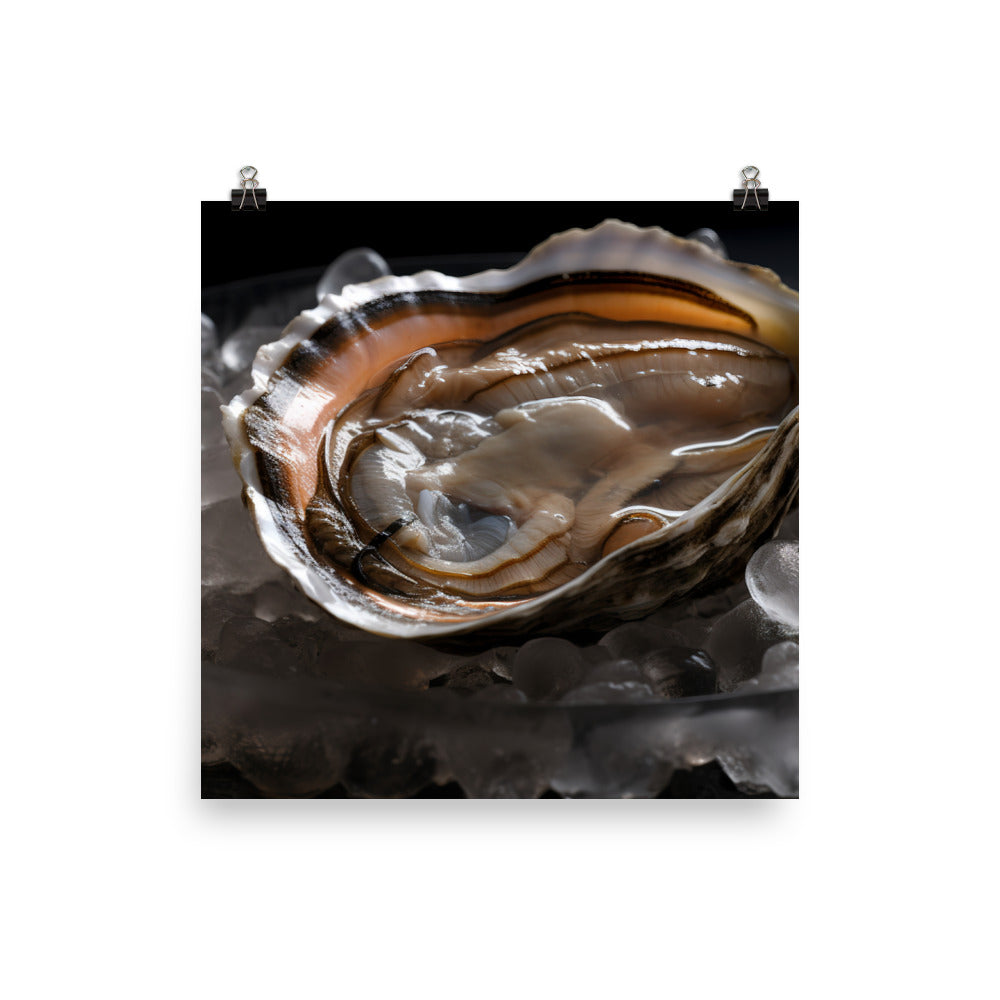Glistening Sydney Rock Oyster on Ice photo paper poster - Posterfy.AI