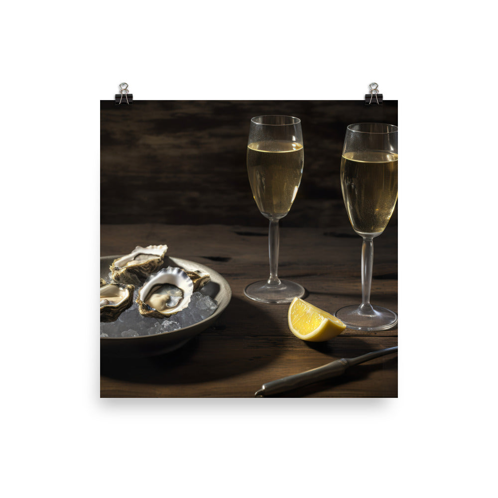 European Flat Oysters and Champagne photo paper poster - Posterfy.AI
