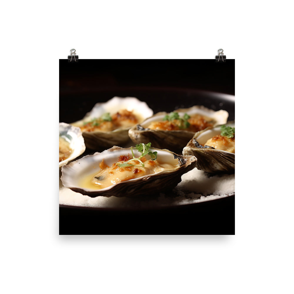 Grilled Pacific Oysters with Garlic and Butter photo paper poster - Posterfy.AI